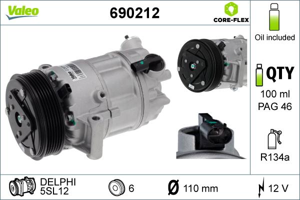 Valeo 690212 - Компрессор кондиционера autospares.lv