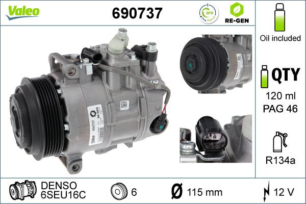 Valeo 690737 - Компрессор кондиционера autospares.lv