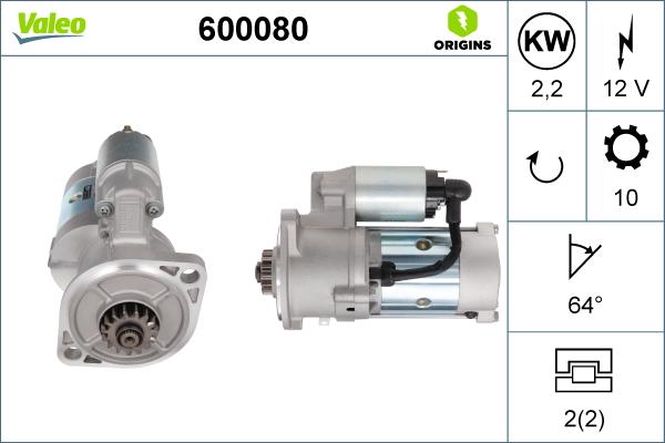 Valeo 600080 - Стартер autospares.lv