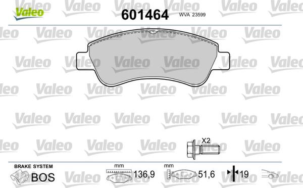 Valeo 601464 - Тормозные колодки, дисковые, комплект autospares.lv