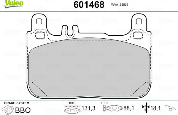 Valeo 601468 - Тормозные колодки, дисковые, комплект autospares.lv