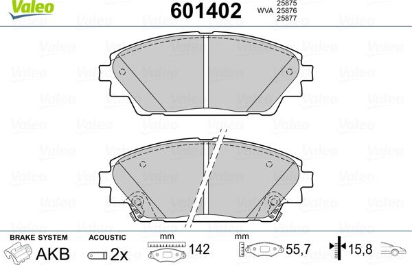 Valeo 601402 - Тормозные колодки, дисковые, комплект autospares.lv