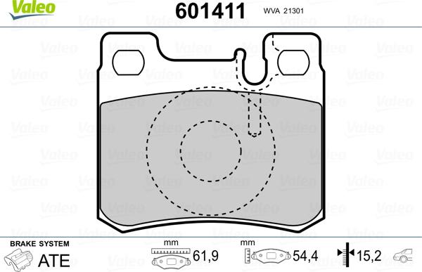 Valeo 601411 - Тормозные колодки, дисковые, комплект autospares.lv