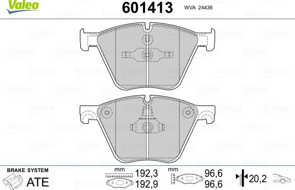 Valeo 601413 - Тормозные колодки, дисковые, комплект autospares.lv