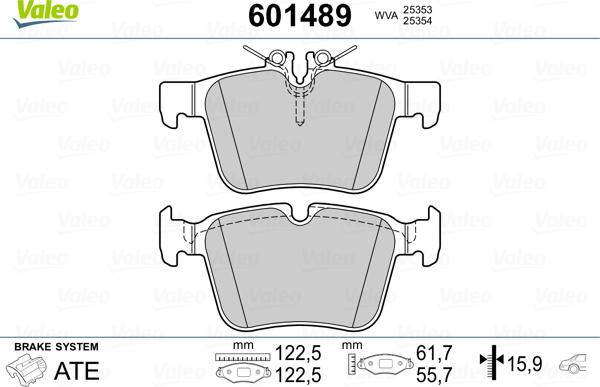 Valeo 601489 - Тормозные колодки, дисковые, комплект autospares.lv