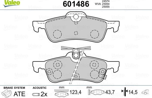 Valeo 601486 - Тормозные колодки, дисковые, комплект autospares.lv