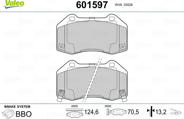 Valeo 601597 - Тормозные колодки, дисковые, комплект autospares.lv