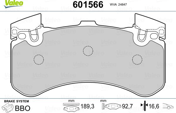 Valeo 601566 - Тормозные колодки, дисковые, комплект autospares.lv