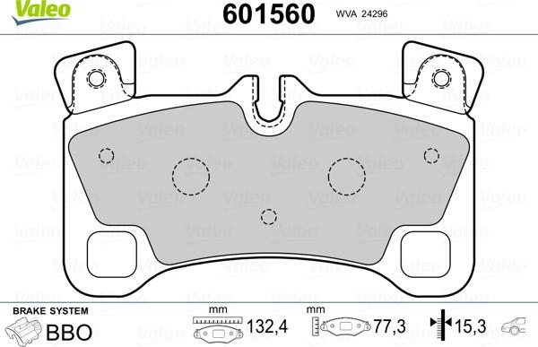 Valeo 601560 - Тормозные колодки, дисковые, комплект autospares.lv