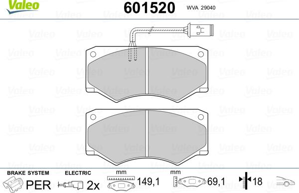 Valeo 601520 - Тормозные колодки, дисковые, комплект autospares.lv