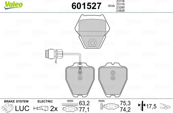 Valeo 601527 - Тормозные колодки, дисковые, комплект autospares.lv