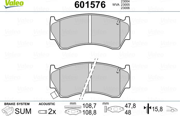 Valeo 601576 - Тормозные колодки, дисковые, комплект autospares.lv