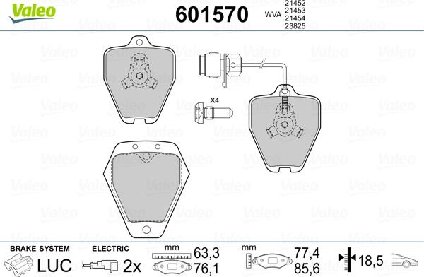 Valeo 601570 - Тормозные колодки, дисковые, комплект autospares.lv