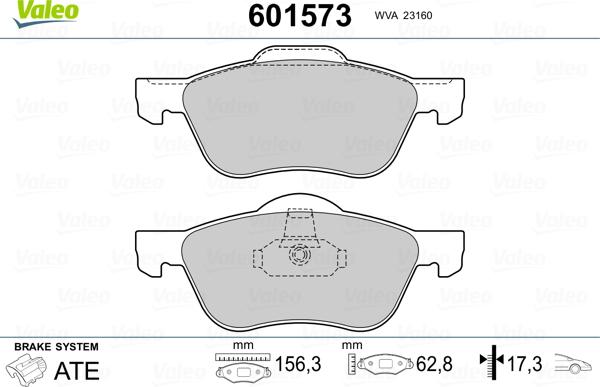 Valeo 601573 - Тормозные колодки, дисковые, комплект autospares.lv