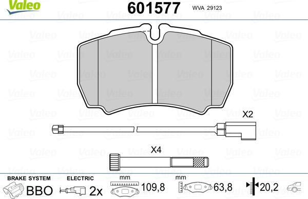 Valeo 601577 - Тормозные колодки, дисковые, комплект autospares.lv