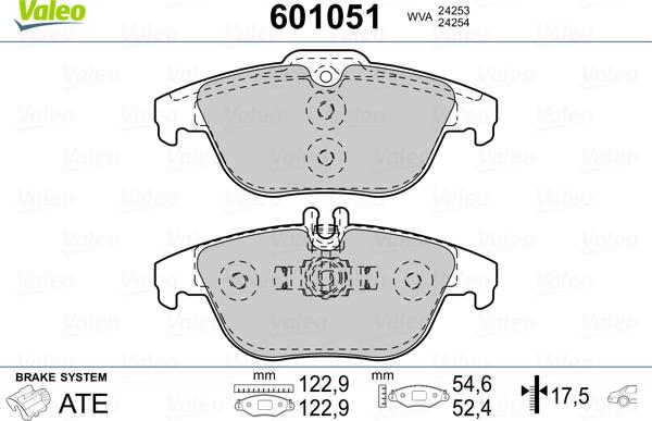 Valeo 601051 - Тормозные колодки, дисковые, комплект autospares.lv