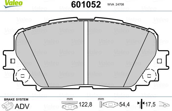 Valeo 601052 - Тормозные колодки, дисковые, комплект autospares.lv