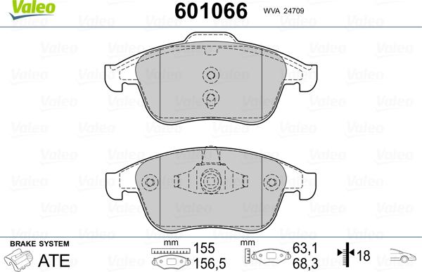 Valeo 601066 - Тормозные колодки, дисковые, комплект autospares.lv