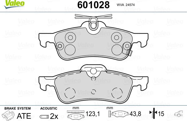 Valeo 601028 - Тормозные колодки, дисковые, комплект autospares.lv