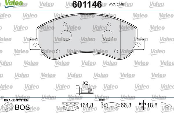 Valeo 601146 - Тормозные колодки, дисковые, комплект autospares.lv