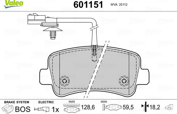 Valeo 601151 - Тормозные колодки, дисковые, комплект autospares.lv