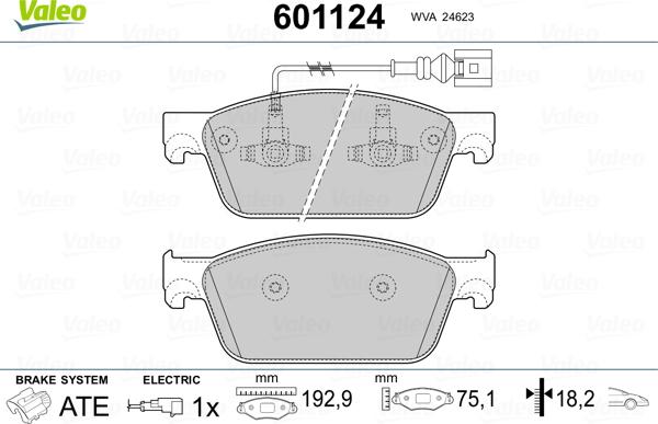 Valeo 601124 - Тормозные колодки, дисковые, комплект autospares.lv