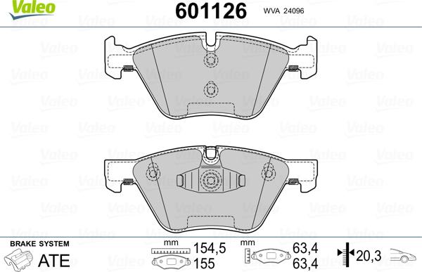 Valeo 601126 - Тормозные колодки, дисковые, комплект autospares.lv