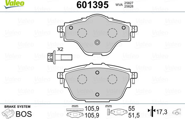 Valeo 601395 - Тормозные колодки, дисковые, комплект autospares.lv