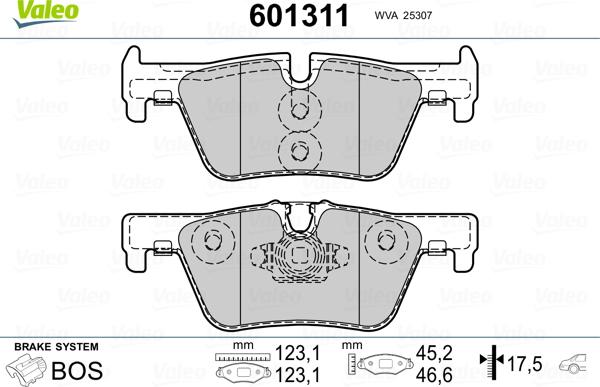 Valeo 601311 - Тормозные колодки, дисковые, комплект autospares.lv