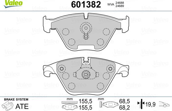 Valeo 601382 - Тормозные колодки, дисковые, комплект autospares.lv