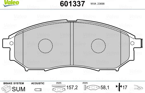 Valeo 601337 - Тормозные колодки, дисковые, комплект autospares.lv