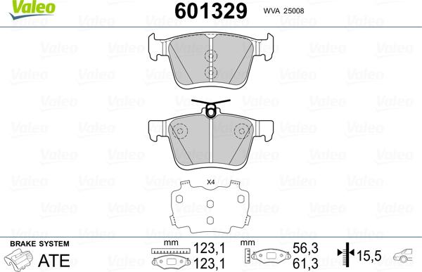 Valeo 601329 - Тормозные колодки, дисковые, комплект autospares.lv