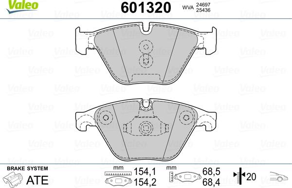 Valeo 601320 - Тормозные колодки, дисковые, комплект autospares.lv