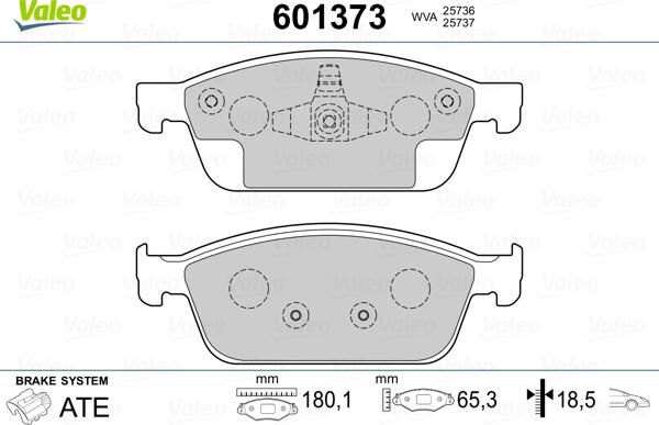 Valeo 601373 - Тормозные колодки, дисковые, комплект autospares.lv