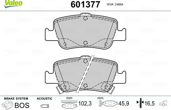 Valeo 601377 - Тормозные колодки, дисковые, комплект autospares.lv