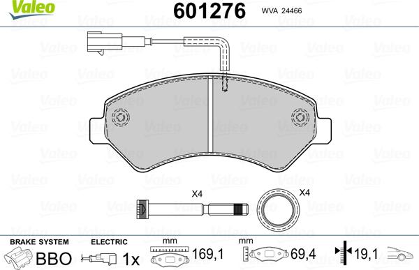 Valeo 601276 - Тормозные колодки, дисковые, комплект autospares.lv