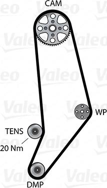 Valeo 614598 - Водяной насос + комплект зубчатого ремня ГРМ autospares.lv