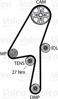 Valeo 614585 - Водяной насос + комплект зубчатого ремня ГРМ autospares.lv