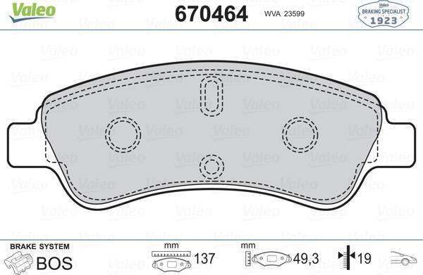 Valeo 670464 - Тормозные колодки, дисковые, комплект autospares.lv