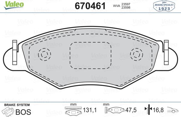 Valeo 670461 - Тормозные колодки, дисковые, комплект autospares.lv