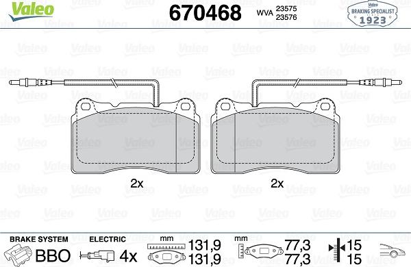 Valeo 670468 - Тормозные колодки, дисковые, комплект autospares.lv