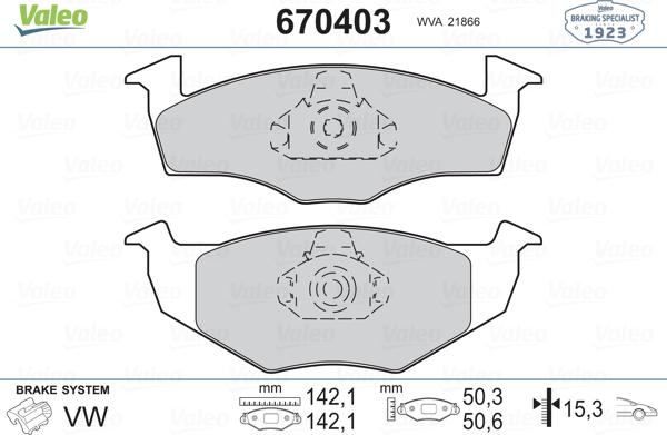 Valeo 670403 - Тормозные колодки, дисковые, комплект autospares.lv