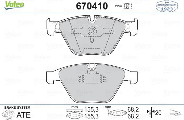 Valeo 670410 - Тормозные колодки, дисковые, комплект autospares.lv