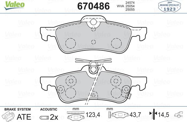 Valeo 670486 - Тормозные колодки, дисковые, комплект autospares.lv