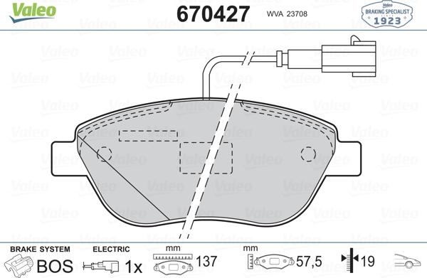 Valeo 670427 - Тормозные колодки, дисковые, комплект autospares.lv