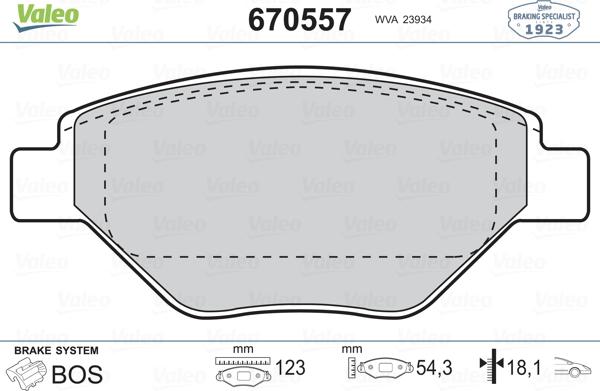 Valeo 670557 - Тормозные колодки, дисковые, комплект autospares.lv