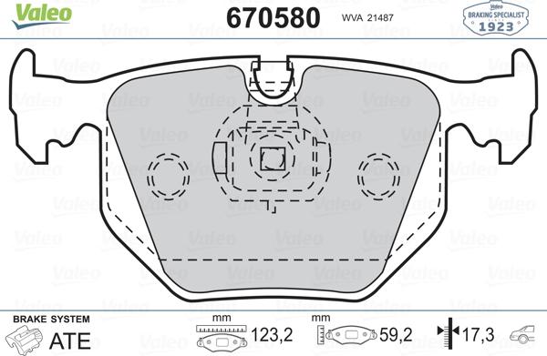 Valeo 670580 - Тормозные колодки, дисковые, комплект autospares.lv