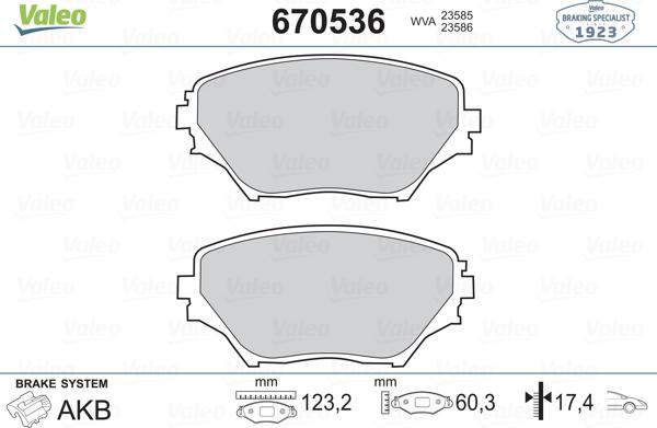 Valeo 670536 - Тормозные колодки, дисковые, комплект autospares.lv