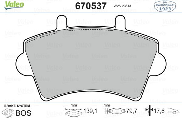 Valeo 670537 - Тормозные колодки, дисковые, комплект autospares.lv