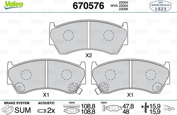 Valeo 670576 - Тормозные колодки, дисковые, комплект autospares.lv